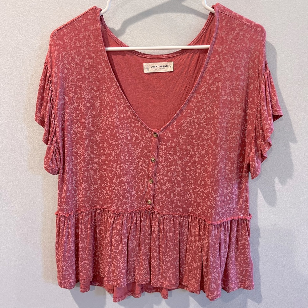 Lucky Brand Pink Floral Blouse